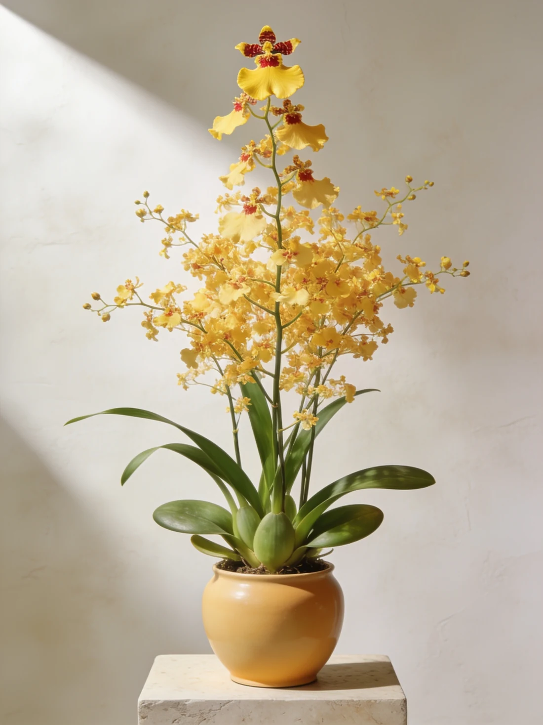 Illustrative image of an Oncidium orchid with slender branches and small yellow flowers